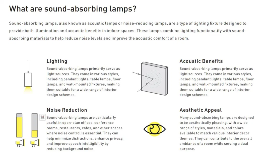 Office Shop Store Acoustic Lighting Cylinder Ring LED Linear Light Sound-Absorbing Lighting Solution