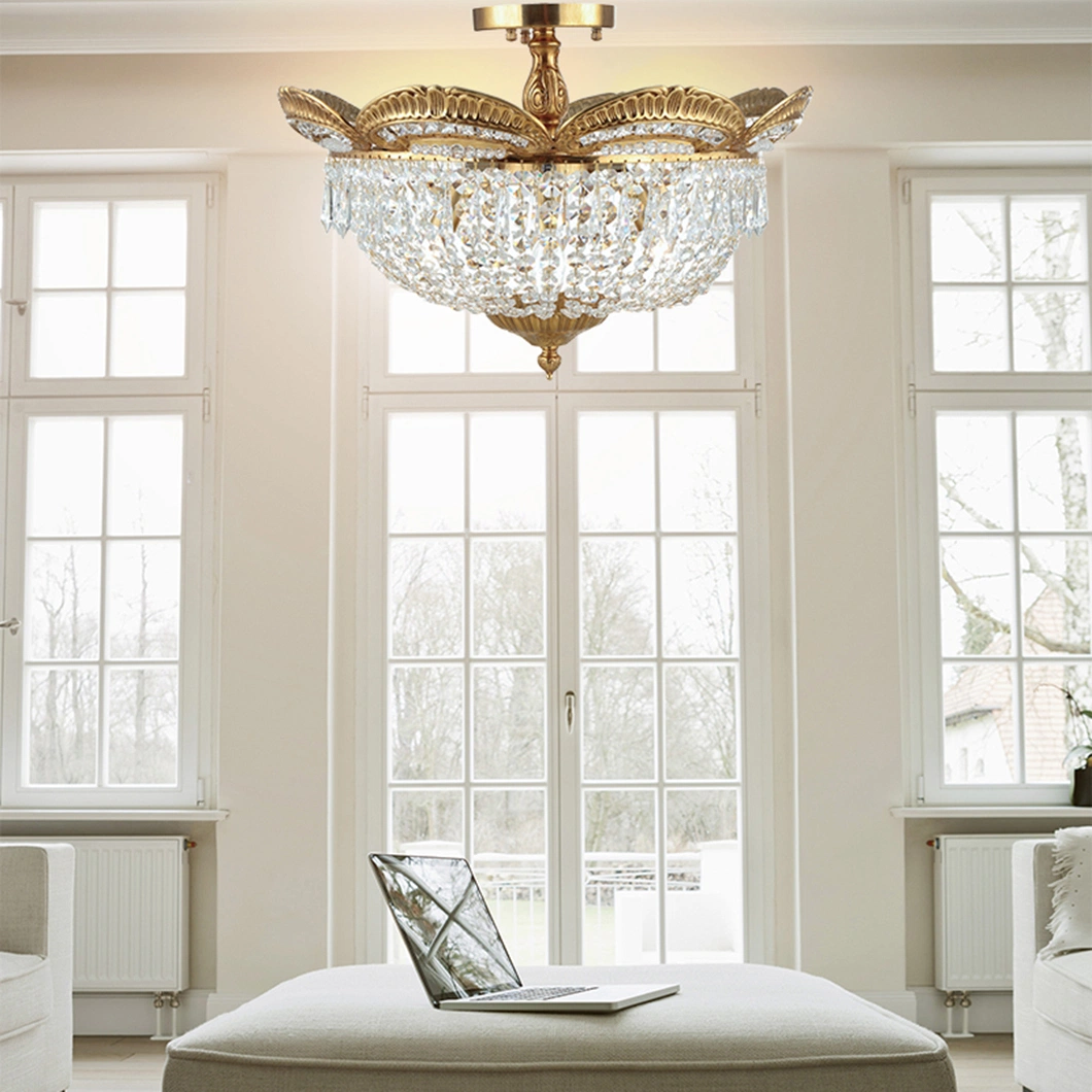 Nice Design European Decorative Classic 4-Light Copper Semi-Flush Mount Ceiling Lights OEM ODM