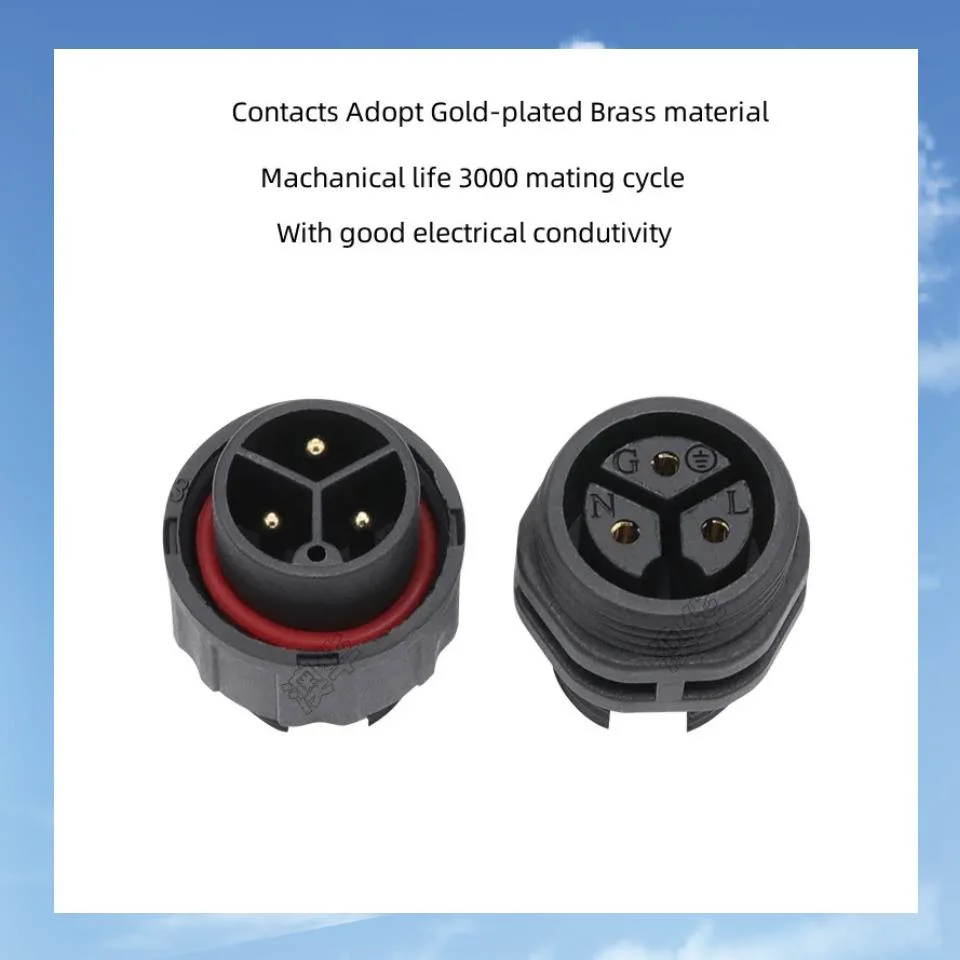 Aohua Hot Sales 3core Power Cord Connetor M16 Field Assembled Waterproof Plug Without Cable 3pin Male to 3pin Female Electrical Wire Plug