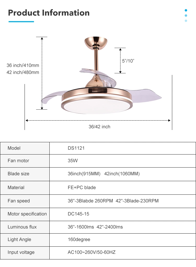 Energy Saving Electric Ceiling Fan Lamp DC Motor Remote Control Modern Mute Ceiling Fan with Light