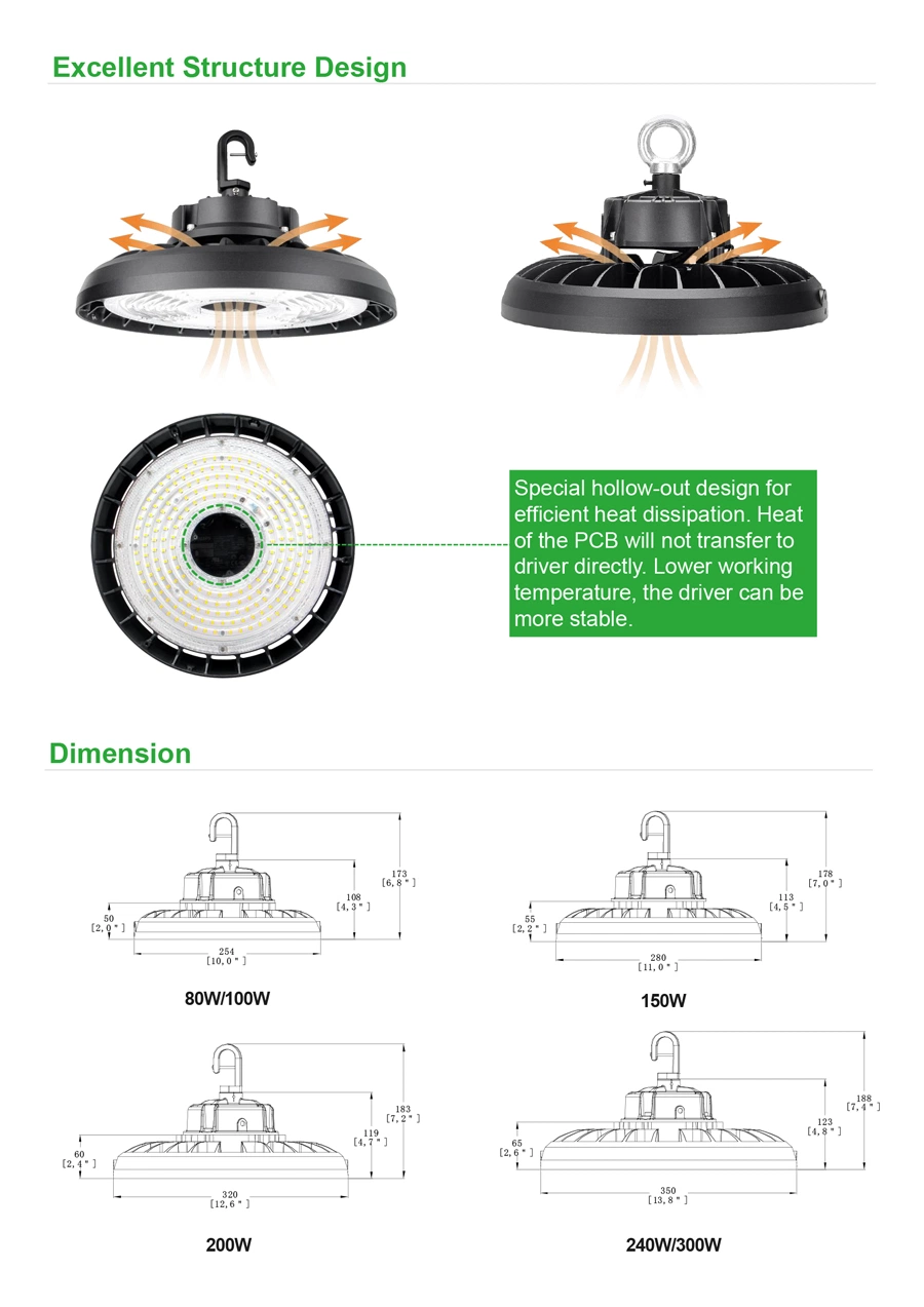 High Lamp Bay 150W Light UFO Warehouse 200W Outdoor 240W Gymnasium Lighting