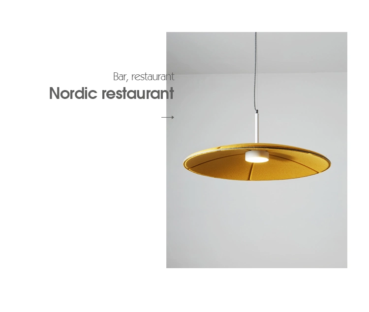 Nordic Design Acoustic Thermoforming Pet Felt Yellow Pendant Light Modern Pendant Lighting for Kitchen Island Decor with Felt Home