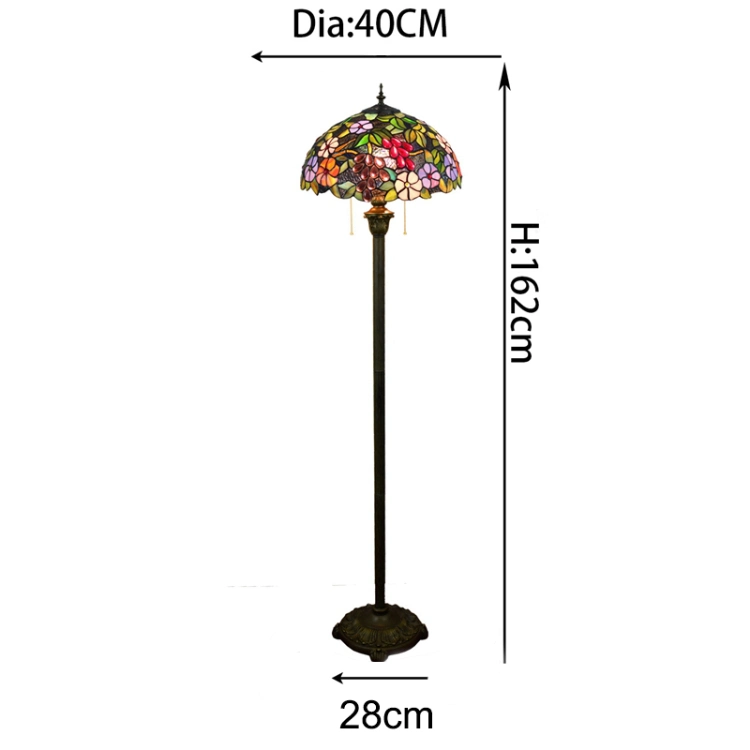 Tff-D01 Handcrafted Tiffany Floor Standing Lamp with Stained Glass Shade