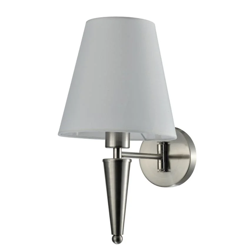 Brushed Nickel E26 Wall Sconce with White Fabric Shade (YX-392-LT0031)