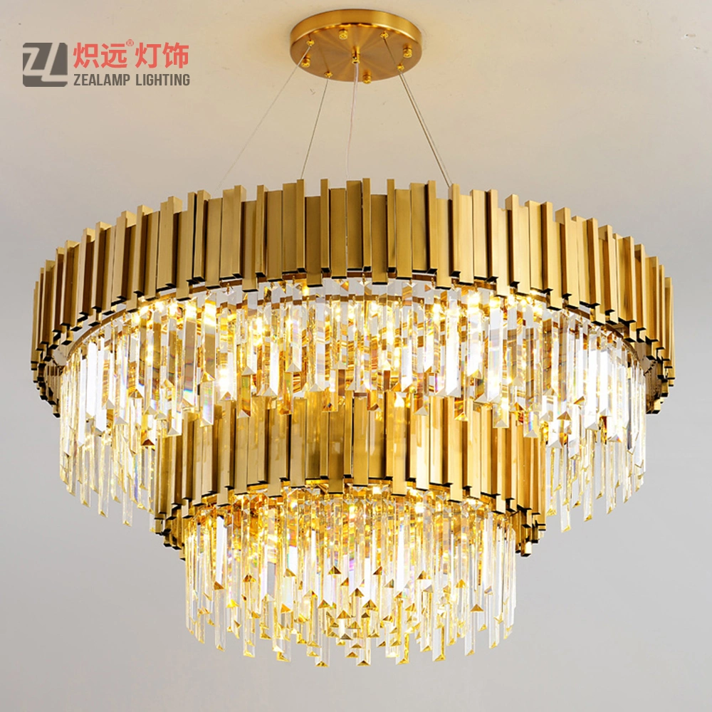 Antique Brass Stainless Steel Chandelier Modern Crystal Lighting