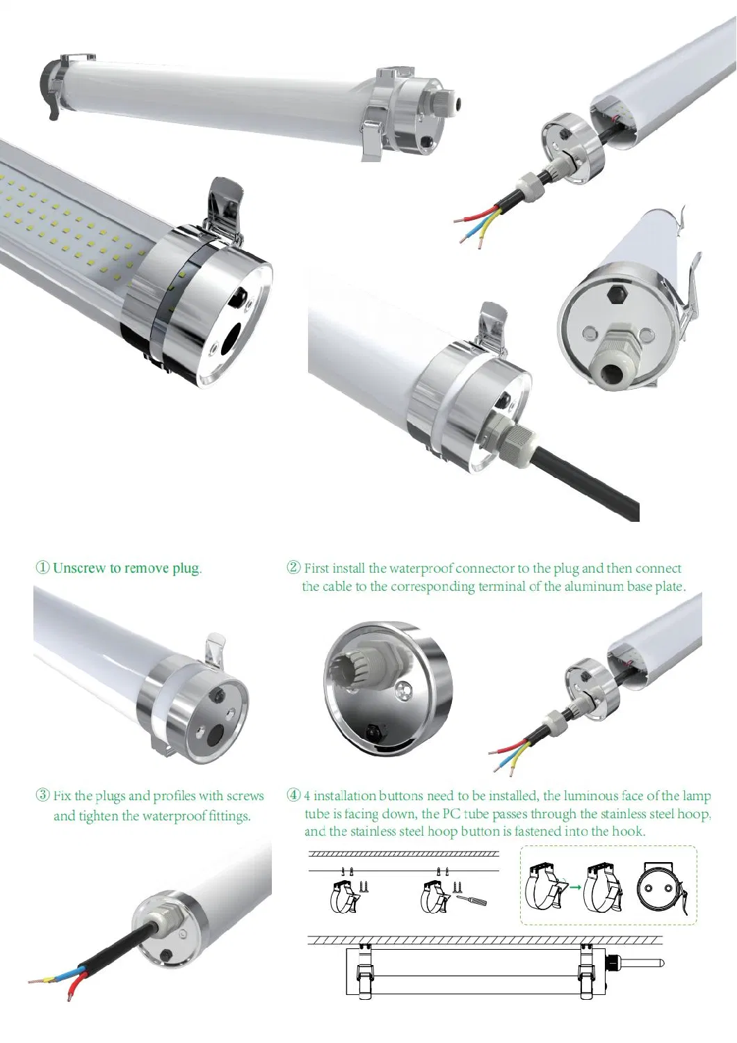 Factory IP65 IP66 Moisture-Proof Lamp Commercial Lighting H6-2-1200