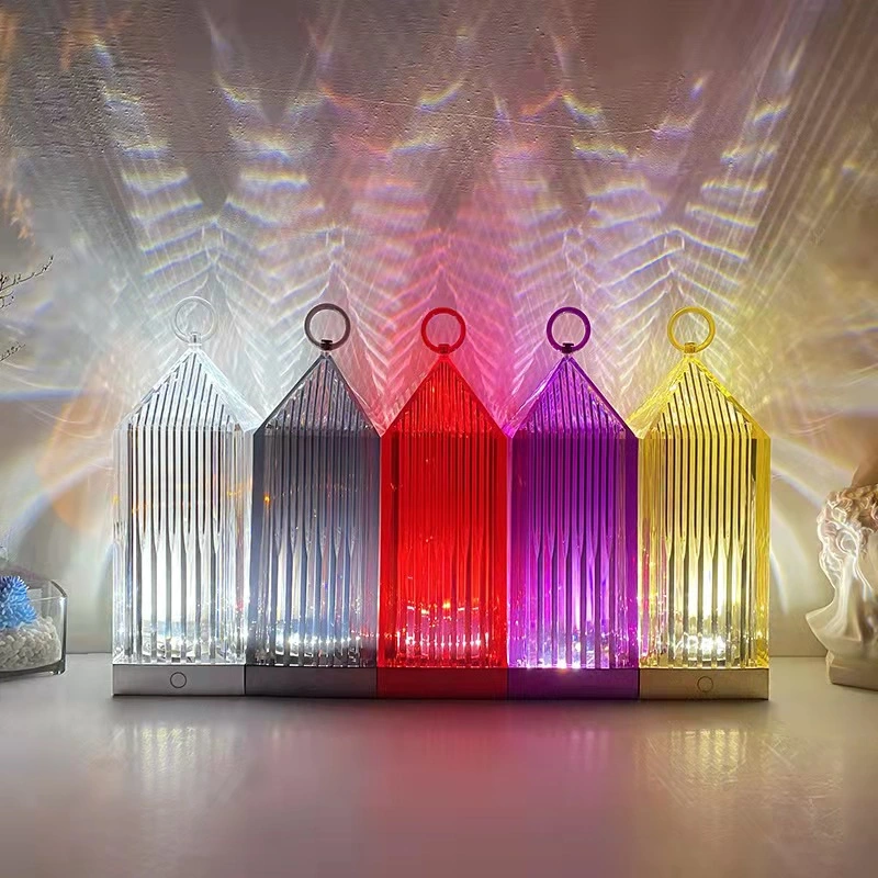 Novelty Style Diamond Desk Lamps Luxury Table Restaurant Cordless Portable Lantern Acrylic Crystal Lamp Rechargeable Home Decoration Light