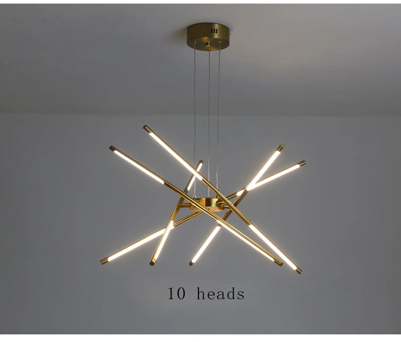 Gold Black LED Luxury Contemporary Chandelier Modern Metal Tube Pendant Lights Lamps Hanging Pendant Lighting