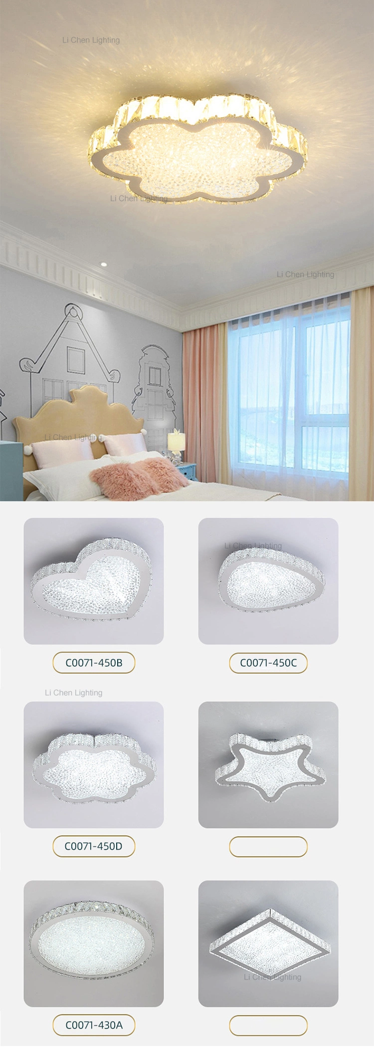 Bedroom Decoration Stainless Steel Flush Mount LED Ceiling Light