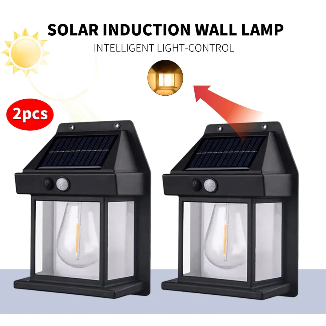 Solar Tungsten Wall Light Wireless Dusk to Dawn Motion Sensor LED Wall Sconce IP65 Waterproofs