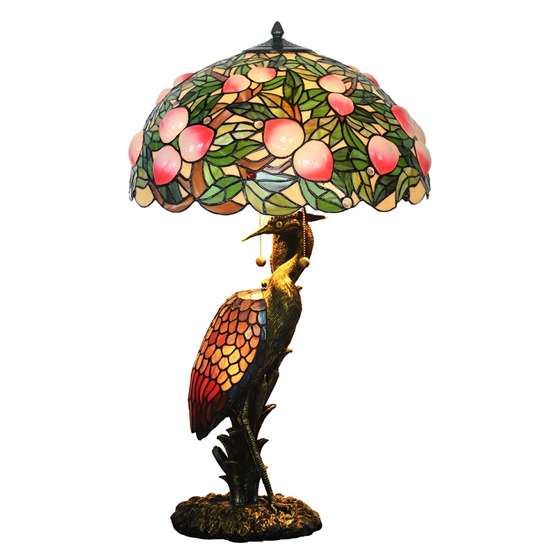 Stained Glass Art Deco Home Decorative Large Chinese Birds Tiffany Vintage Table Lamp (WH-TTB-13)