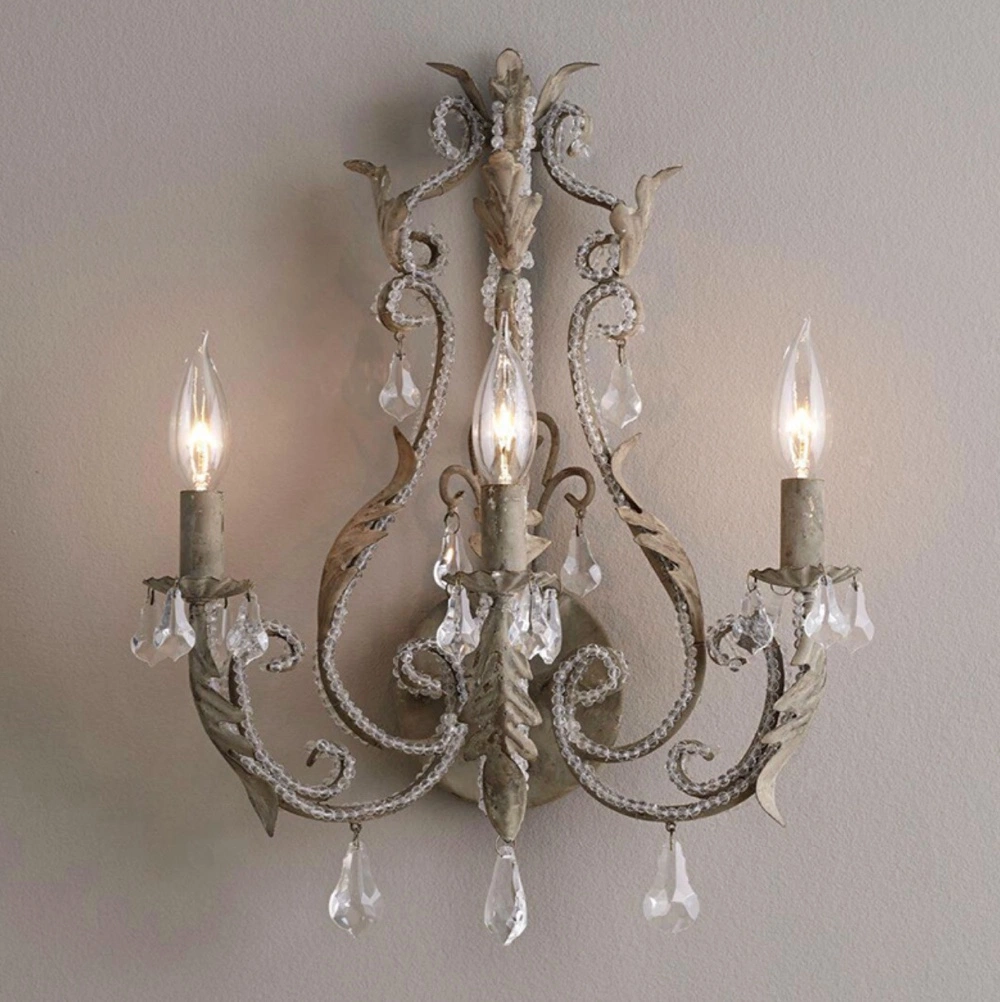 Antique Lighting Rustic Decor White Body Color Crystal Wall Sconce (Wh-VR-102)
