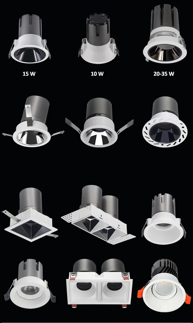 Rectangular Square Single Head Double Head Three Head Facotry Private Mould Anti Glare Recessed LED Ceiling Lamp Indoor Lighting OEM