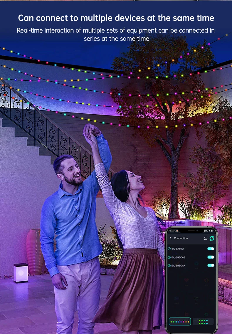 RGB Smart Fairy String Lights with 33FT USB/Solar/Battery Box DIY Twinkle Lights Remote &amp; APP Controlled Music Sync for Christmas