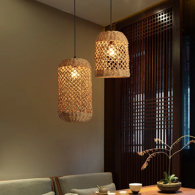 Modern Handmade Wicker Rattan Bamboo Pendant Lamp Ceiling Lighting Chandelier Dining Room Decoration Lamparas Living Room Zhongshan