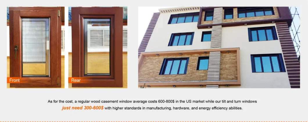 Australian Standard As2047 Custom Commercial Tempered Latest Designs Aluminum Clad Wood Casement Aluminium Profile Tilt and Turn Wooden Energy Efficient Windows