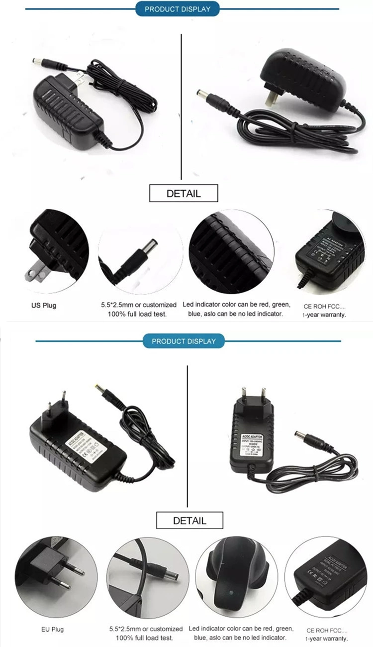 EU AU US UK Plug Charger 24V 1A 24W AC/DC Wall Plug in Power Adapter Charger