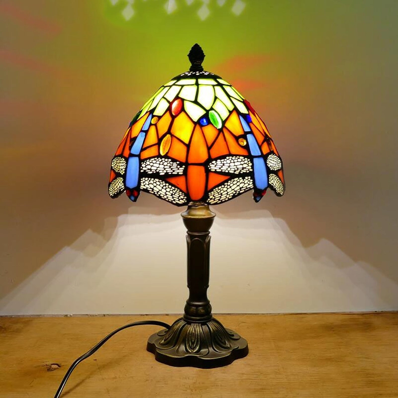 20cm Tiffany Table Lamp E27 Dragonfly Style Resin Base Lamp Creative Fashion Retro Table Lamp (WH-TTB-28)