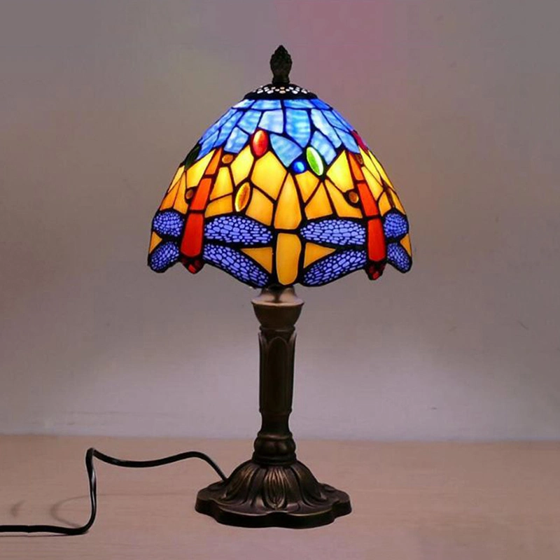 20cm Tiffany Table Lamp E27 Dragonfly Style Resin Base Lamp Creative Fashion Retro Table Lamp (WH-TTB-28)