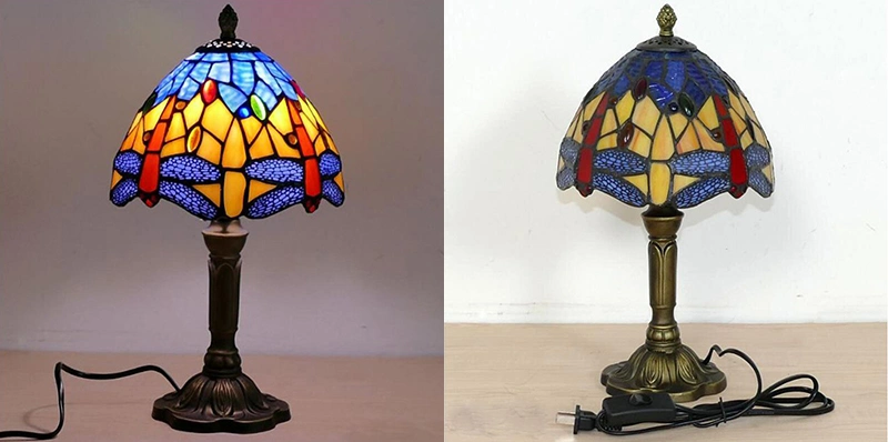 20cm Tiffany Table Lamp E27 Dragonfly Style Resin Base Lamp Creative Fashion Retro Table Lamp (WH-TTB-28)