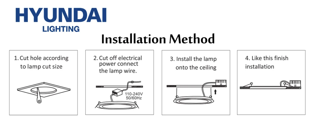 Hyundai Commercial Hotel Office Villas Household Indoor High Power Flush Mount Recessed LED Downlight Ceiling Light