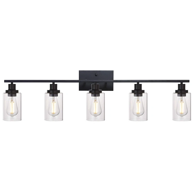 Bathroom Vanity Light Fixtures 3 Lights Wall Sconce Black with Clear Glass Shade for Bedroom Living Room Hallway Kitchen