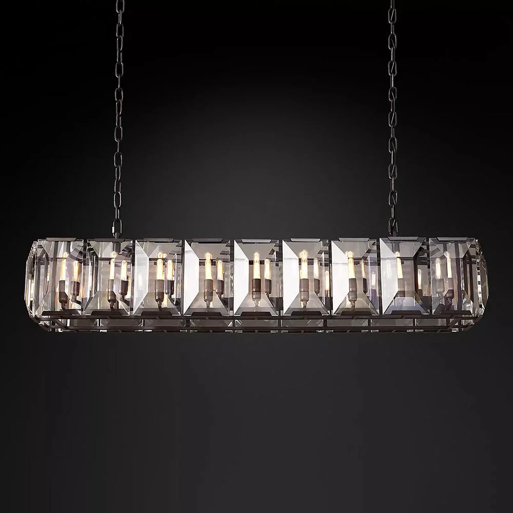 Nordic Grey Color Industry Designer Line Crystal Dining Room Chandelier Pendant Light Decoration Lighting Fixture