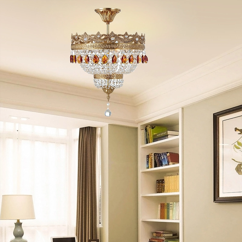 Nice Design European Decorative Classic 4-Light Copper Semi-Flush Mount Ceiling Lights OEM ODM