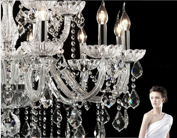 Contemporary Elegant Crystal Chandelier Candle Chandelier Lighting LED Pendant Lamp Ceiling Fixture for Bedroom Living Dining Room Hallway Entry