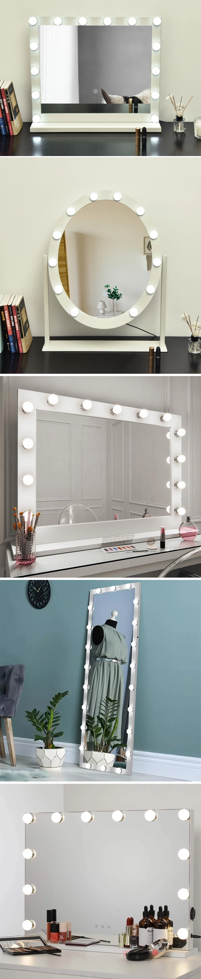 Ortonbath Hollywood Lighted Vanity Makeup Mirror W/ 10 LED Lights, Touch Control Dimmable Cold/Warm Light, Adjustable Angle for Dressing Table