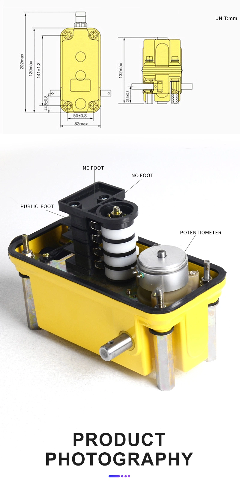 Dxz Height Rocker Pressure Automatic Transfer Limit Switch in Aluminum with Potentiometer