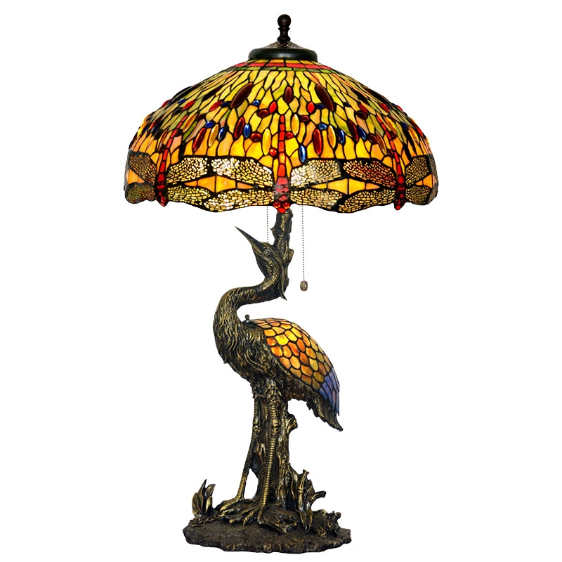 Stained Glass Art Deco Home Decorative Large Chinese Birds Tiffany Vintage Table Lamp (WH-TTB-13)
