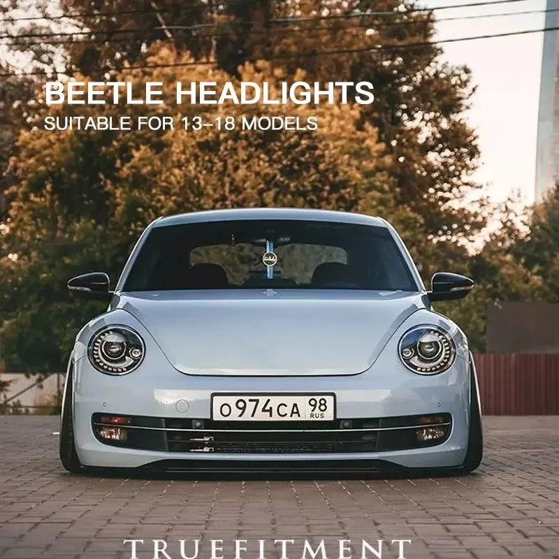 Suitable for 13-18 VW Beetle Headlight Assembly Retrofitting LED Daytime Running Light Bifocal Lens Xenon Headlight Full LED Auto Lamp