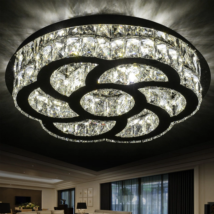 LED Moon Crystal Ceiling Light Cool White Pendant Lighting Flush Mount Fixture for Bedroom Living Room Modern Crystal Chandelier