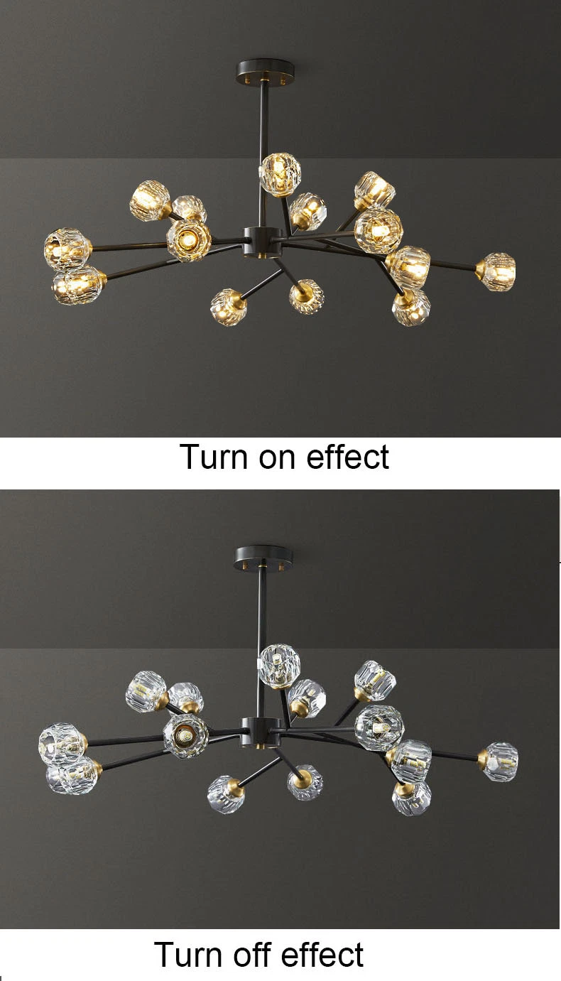 Nordic Luxury Warm Modern Decorative Crystal Metal Hanging Chandelier Pendant Light Contemporary Lighting for Bed Room