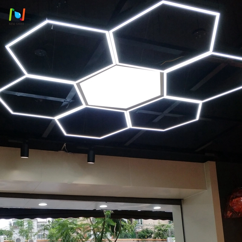 Hexagonal Chandelier Hexagon Linear Lighting Office Ceiling LED Suspended Light
