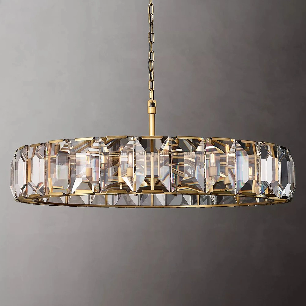 Loft Harlow Crystal Rectangular Chandelier 60&quot; Crystal Prisms Light LED Vintage Restaurant crystal Dining Lighting