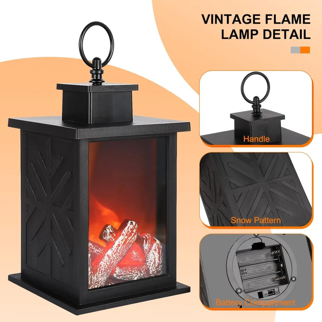 LED Fireplace Lantern Simulation Flame Lamp Night Light USB or Battery Charging for Home Decoration