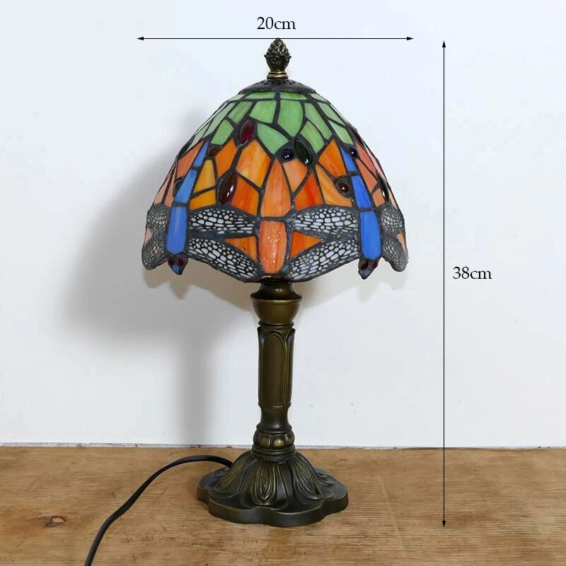 20cm Tiffany Table Lamp E27 Dragonfly Style Resin Base Lamp Creative Fashion Retro Table Lamp (WH-TTB-28)