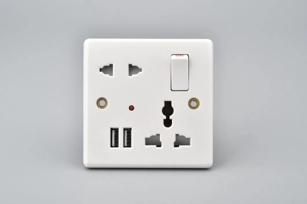 1 Gang 2 3 Pin Multi Switched Socket Outlet with Neon and USB