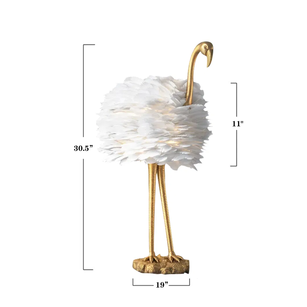 Flamingo Table Lamp Feather Shade Creative Desk Lamp Decorative LED Light Floor Lamp