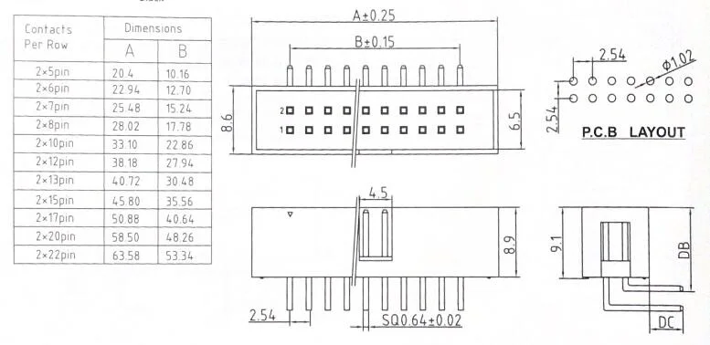 Auto Connector Board to Board Electrical Plug for Pin Header