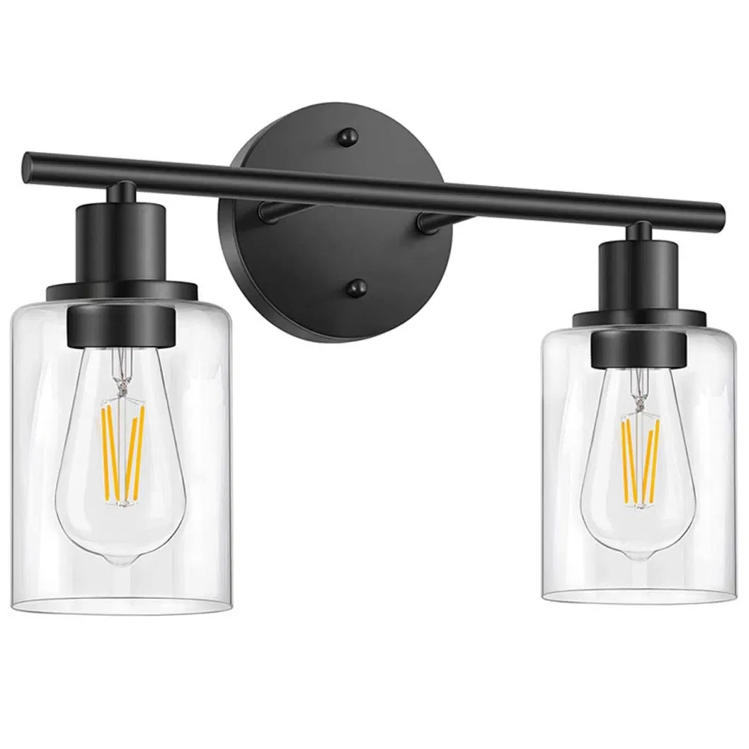 Bathroom Vanity Light Fixtures 3 Lights Wall Sconce Black with Clear Glass Shade for Bedroom Living Room Hallway Kitchen