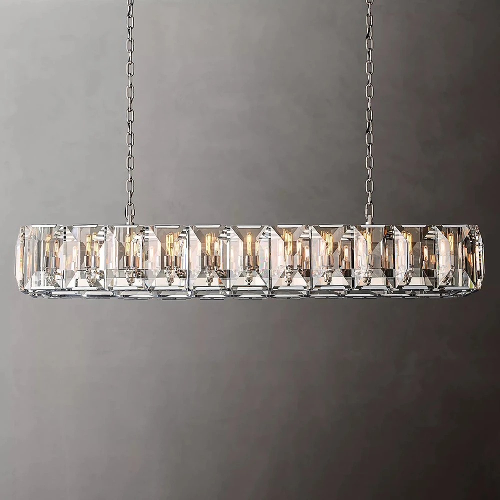 Nordic Grey Color Industry Designer Line Crystal Dining Room Chandelier Pendant Light Decoration Lighting Fixture