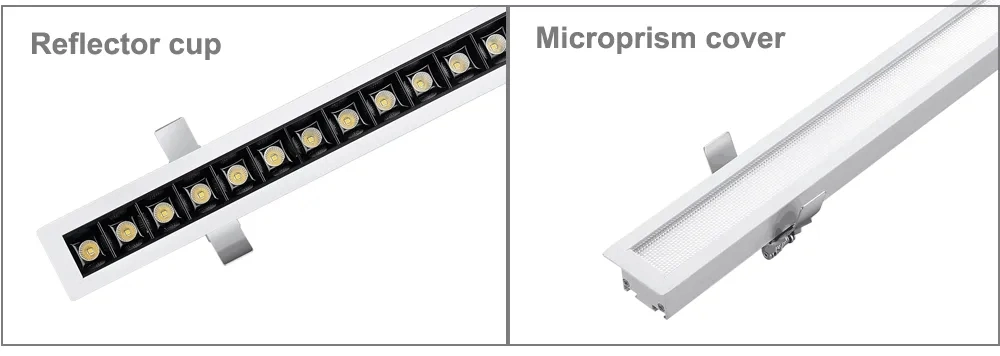 Easy Installation Fittings LED Linear Light Recessed Tube Lamp Housing Lighting with Reflector Cup