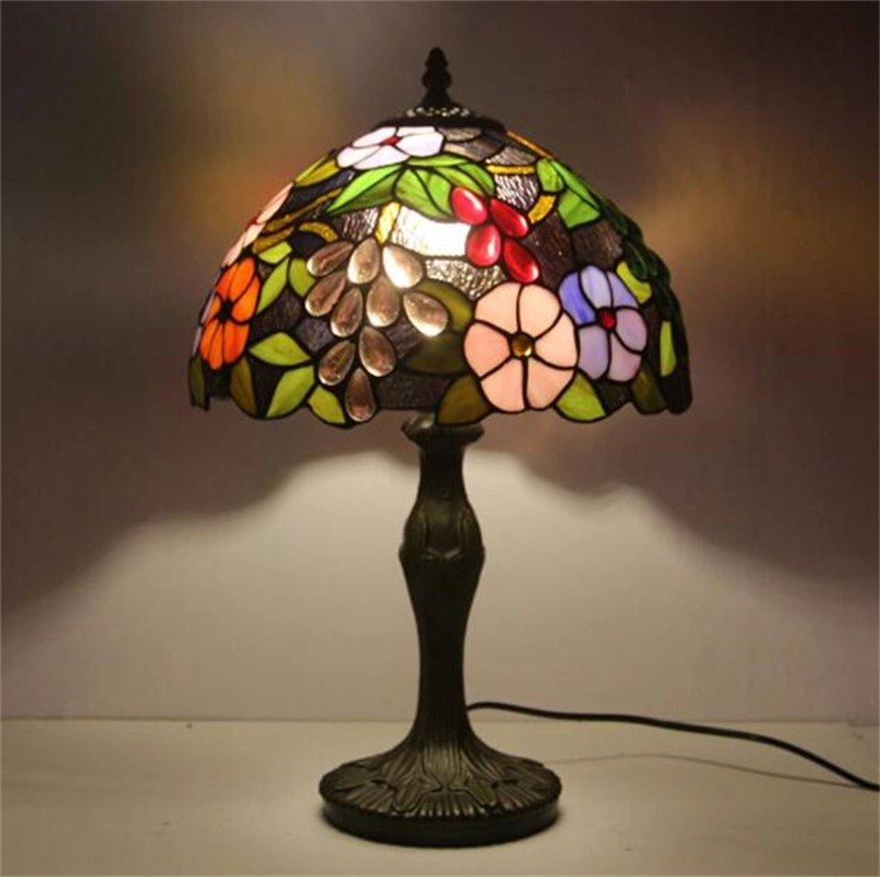 B-056L8 Inch Retro Creativity Stained Glass Lamp Bedside Desk Lamp Tiffany Lamp