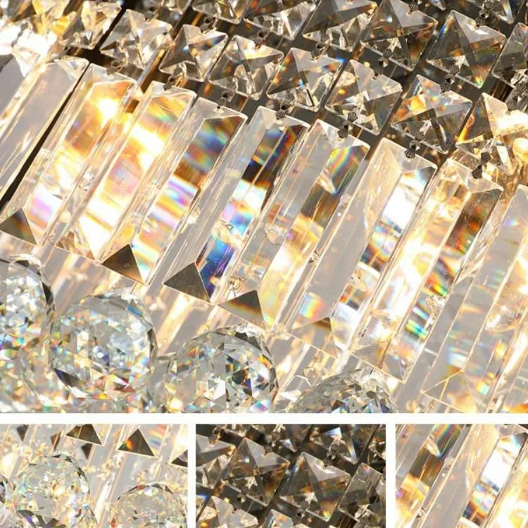 Lighting Decoration Square Flush Mouted Ceiling Light Modern Luxury Rectangle Clear Crystal Ceiling Lamp Fixture for Bedroom