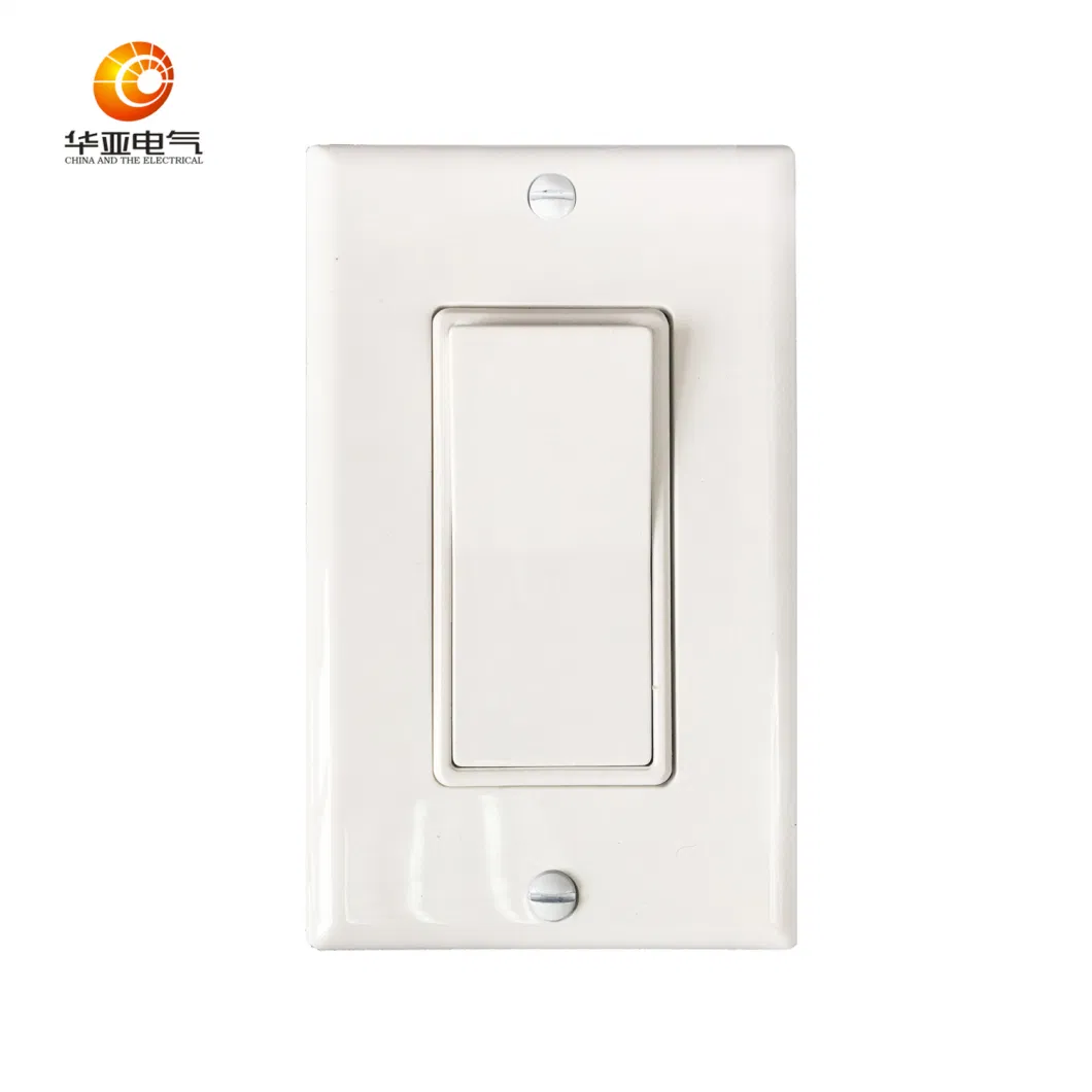 Huaya Hot Sale American Standard 15A 120/277V American Decora Rocker Switch, Single Pole, Residential, Grounding, White, UL/cUL Listed