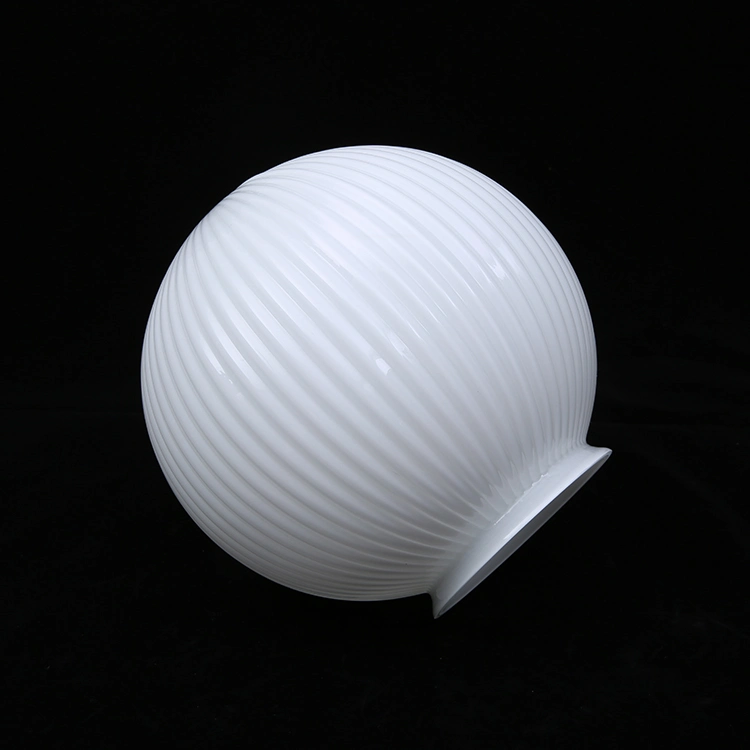 Mouth Blown Cheap Ribbed Glass Sphere Lampshade with Valgus Neck