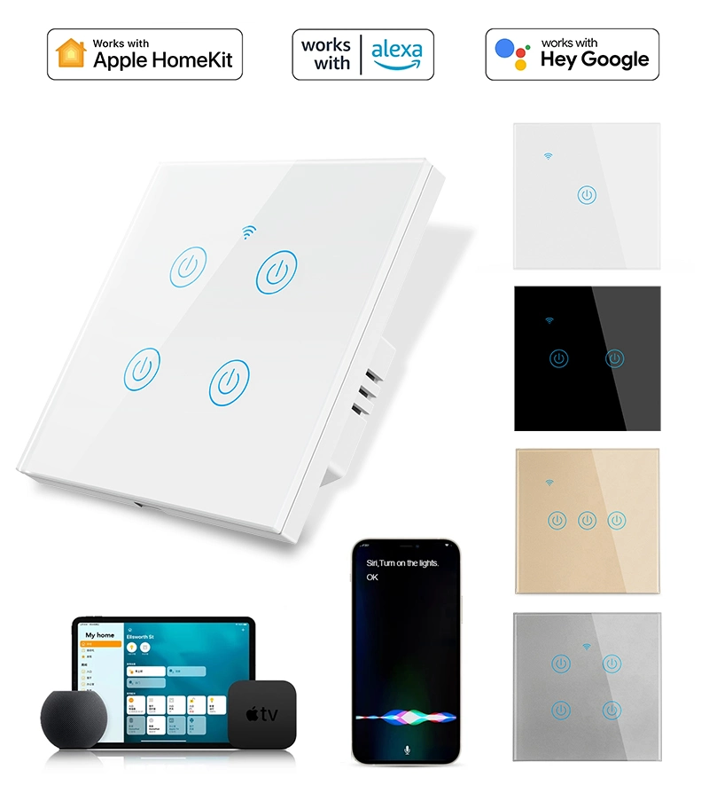 Good Price for Homekit Smart Wall Switch with White, Black, Gold, Grey Color Remote Control Support Voice Open and Close WiFi Swithes